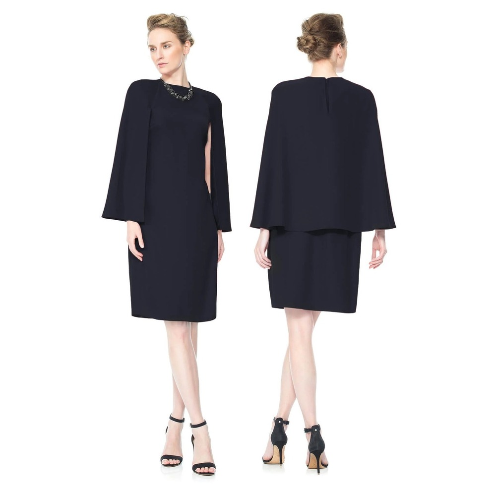 Tadashi Shoji Robin Dress Size 6 Black Capelet Sheath Cocktail Party ALG15080M